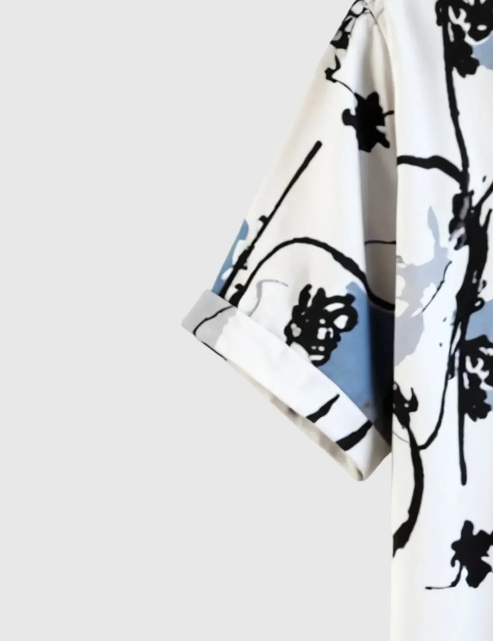 Ink Bloom Abstract Shirt – White & Blue Watercolor Splatter Print
