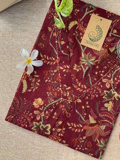 Alternative view of "Veera" Maroon Hand Block Printed Cotton kurta