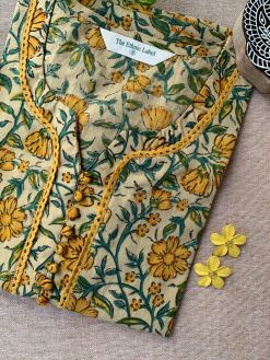 Alternative view of "Kiran" Hand Block Printed Laced Cotton kurta