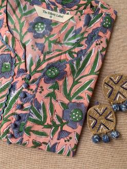 Alternative view of "Vaidehi" Hand Block Printed Laced Cotton kurta
