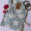Grey "Lilly" Hand block printed Angrakha Cotton Kurta - Big Size - 5XL