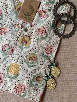 Alternative view of "Marigold" laced Cotton Kurta