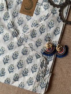 Alternative view of "Tulip" Hand block printed Angrakha Cotton Kurta - Big Size