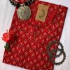 Hand Block Printed Red Ajrakh Boota Cotton Kurta - L
