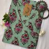 Green-Pink Mughal Angrakha Cotton Kurta - Big Size
