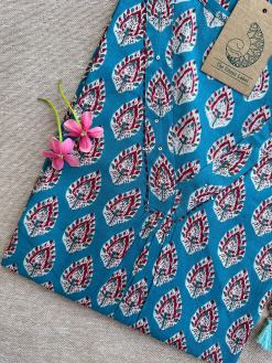 Alternative view of Syona Blue Boota Hand Block Printed Cotton kurta