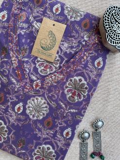Alternative view of Moira Hand Block Printed Cotton kurta - Big Size