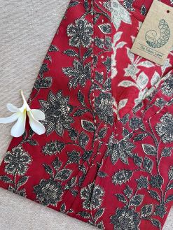 Alternative view of Karaj Bagru Red Cotton kurta