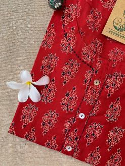 Alternative view of "Roohani" Bagru Kantha Buttoned Cotton kurta