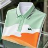 Men’s Classic Business Tricolor Irregular Logo Button Short Sleeve